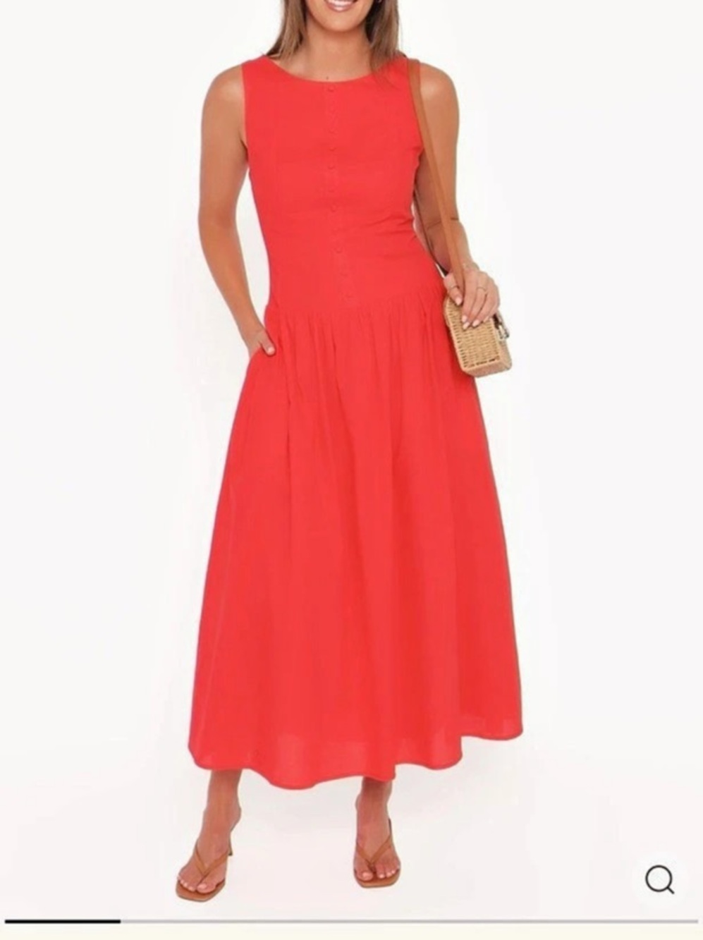 Petal & Pup Evie Button Front Maxi Dress Red